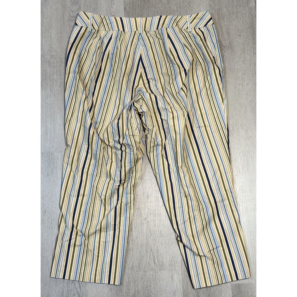 Lane Bryant Straight Cropped Pants Women Size 16 Beige Green Twill Linen NWT - Picture 9 of 10